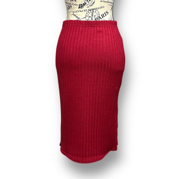 Anthropologie After Market M Burgundy Pleated Midi Skirt Academia Office Retro - Picture 4 of 8